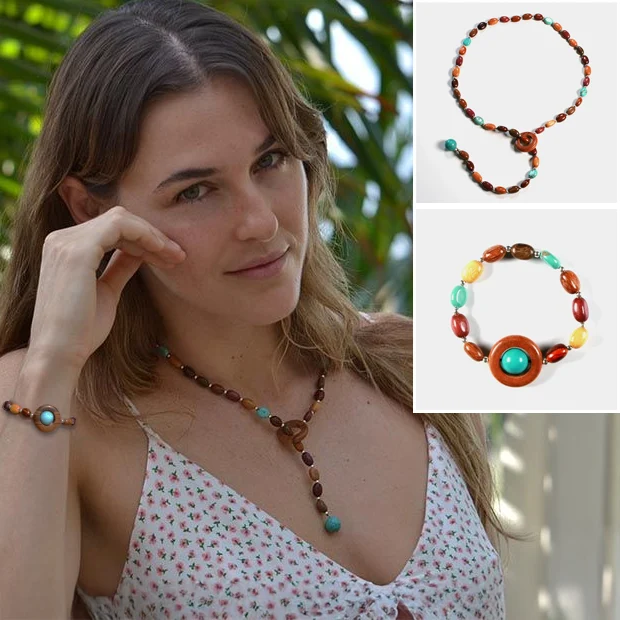 coffret bijoux pierre turquoise et bois fete des mères 2