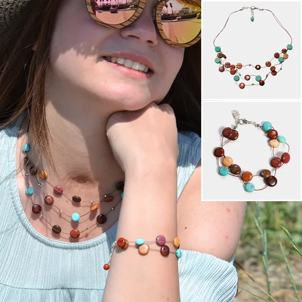 coffret bijoux pierre turquoise et bois fete des mères