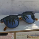 Photo des lunettes de soleil homme Falcon en bois d’ébène avec verres polarisés.