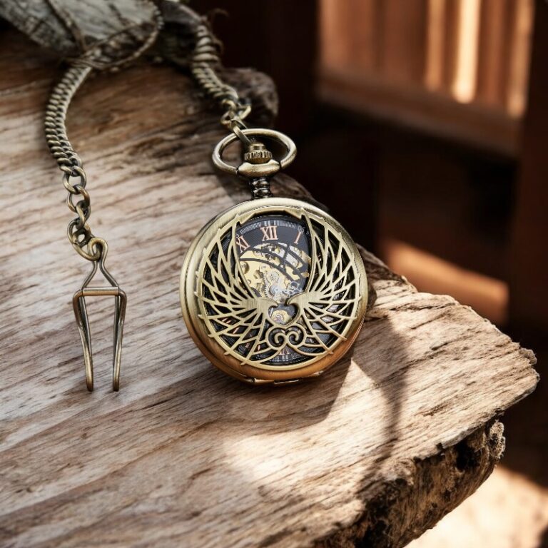 Gros plan sur les détails raffinés de la montre à gousset Imperial