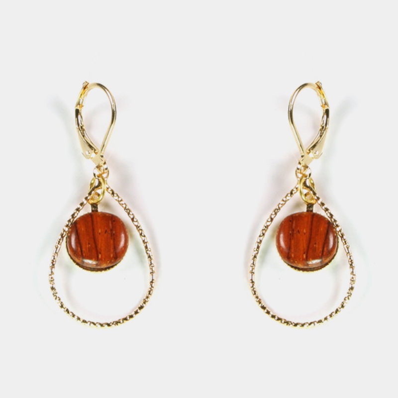 Boucles Amarante et doré Maelle