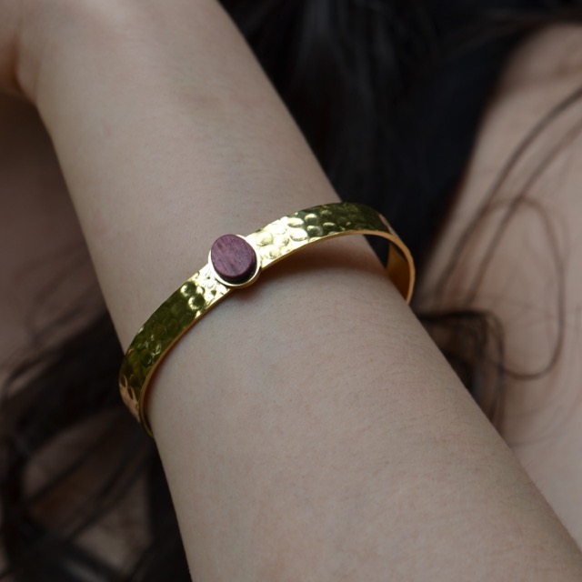 Bracelet jonc dore amarante Rita