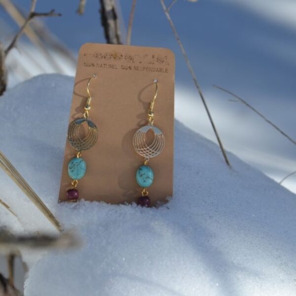 Boucles turquoise et doré Anna