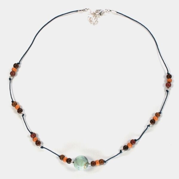 Collier argent bois et turquoise Kenzi