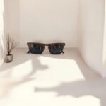 Lunettes de soleil artisanales LA BROWN 087XP en bois avec design rectangle tendance et finition élégante.