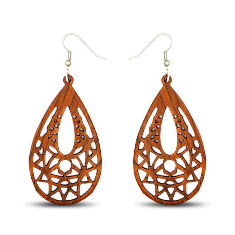 Boucles d'oreilles tribal acajou Eva