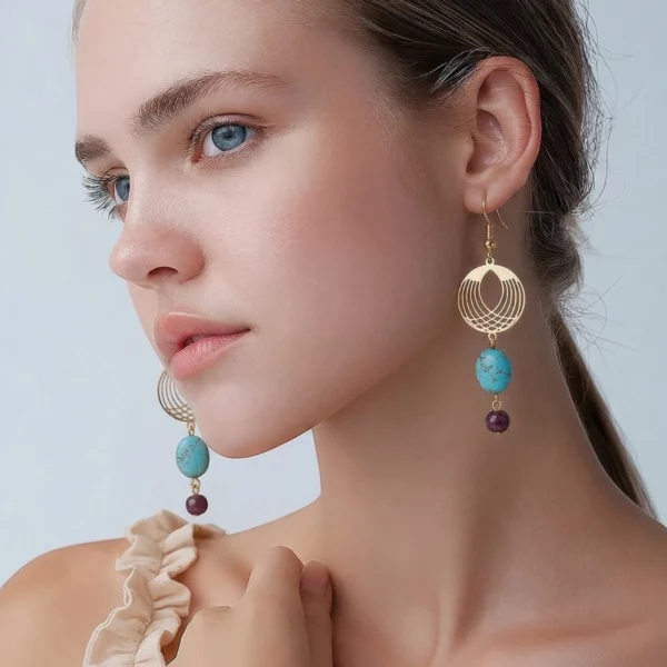 Boucles d'oreilles turquoise bois Anna