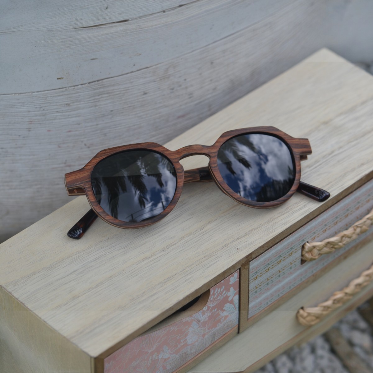 Lunettes de soleil unisexe en bois - modèle La brown