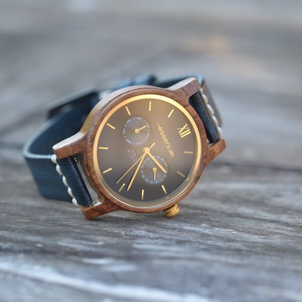 Montre homme bois et cuir Blue Moon