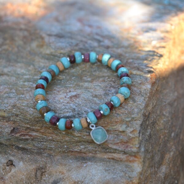 Bracelet turquoise bois multicolore - Laury – Image 4