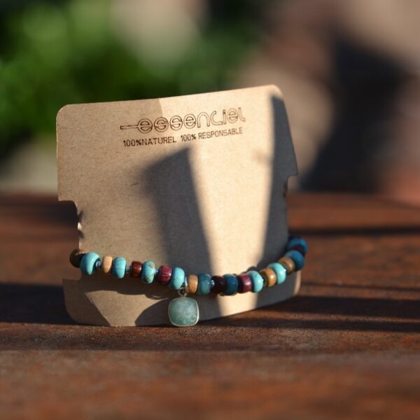 Bracelet turquoise bois multicolore - Laury – Image 3