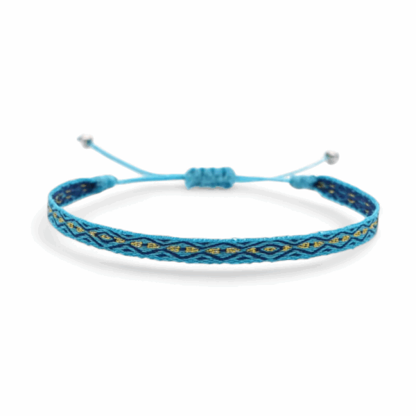 Bijou éthique fait main – bracelet en fils colorés avec fermoir macramé, réglable et résistant à l’eau