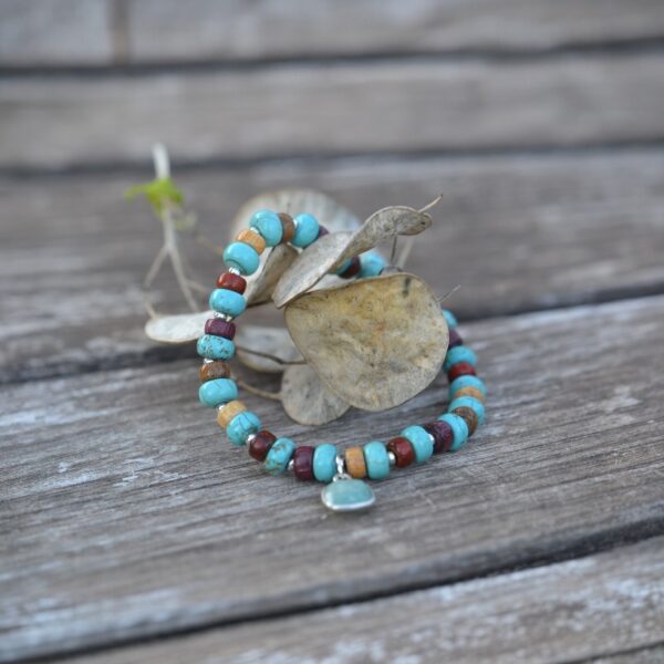 Bracelet turquoise bois multicolore - Laury