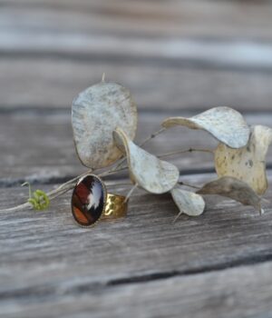 Bague marqueterie acier inoxydable dorée Lise