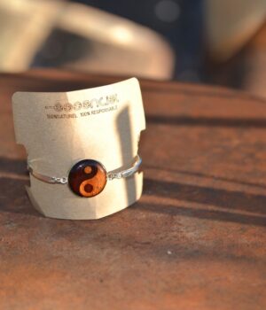 Alternative view of Bracelet jonc marqueterie bois ying yang - Daryne