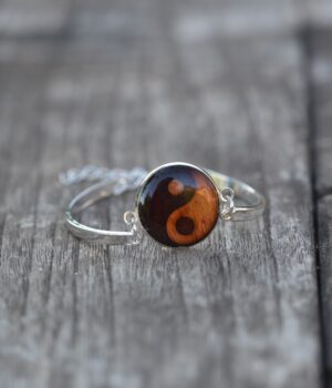 Bracelet jonc marqueterie bois ying yang - Daryne