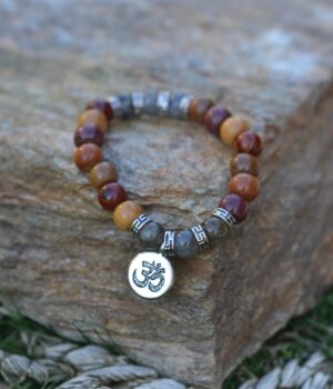 Bracelet méditation bois et labradorite Janny