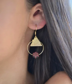 Boucle d'oreille étoile bois amarante doré - Lise