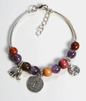 Bracelet -Jonc bois Améthyste Samia