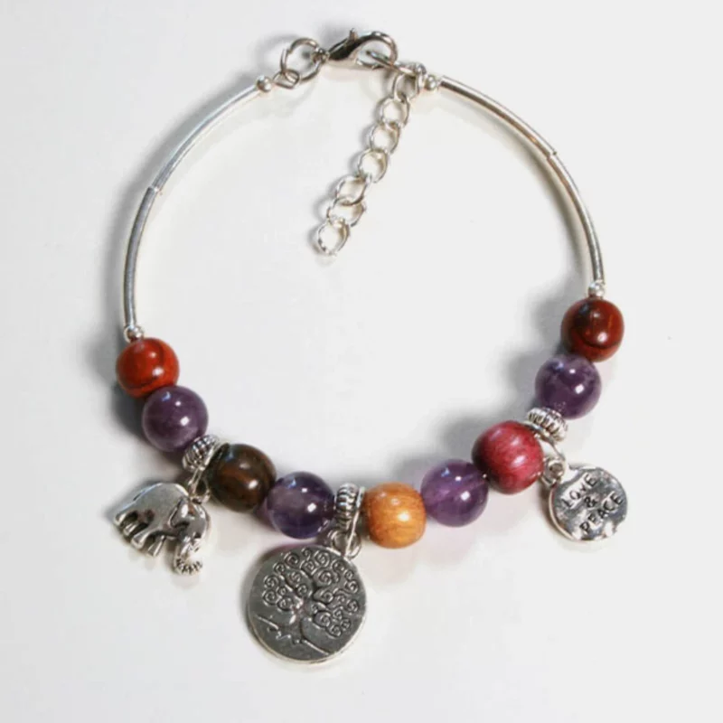 Bracelet -Jonc bois Améthyste Samia