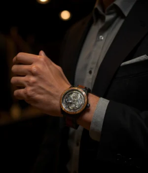 Alternative view of Montre homme bois bicolore automatique Carter