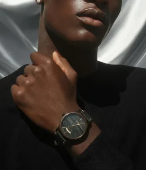 Alternative view of Montre noyer et cuir bleu homme chronographe Kairos