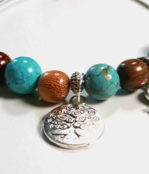Alternative view of Bracelet -Jonc bois Turquoise Samia