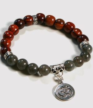 Alternative view of Bracelet méditation bois et labradorite Caro