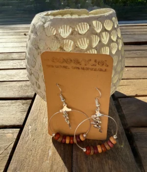 Alternative view of Boucles d'oreille créole multicolore - La fée