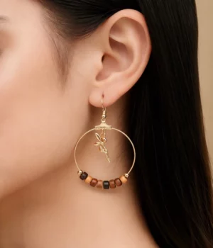 Alternative view of Boucles d'oreille créole multicolore - La fée