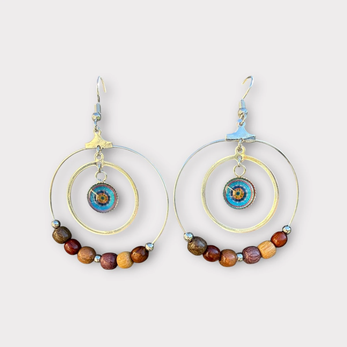 Boucles d'oreilles créole double multicolore et cabochon - Dolcé – Image 2