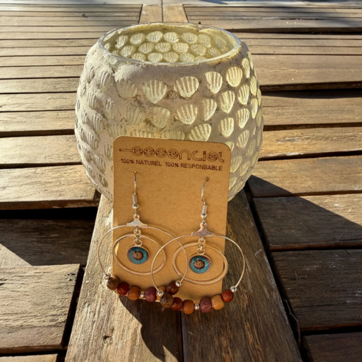 Boucles d'oreilles créole double multicolore et cabochon - Dolcé – Image 3