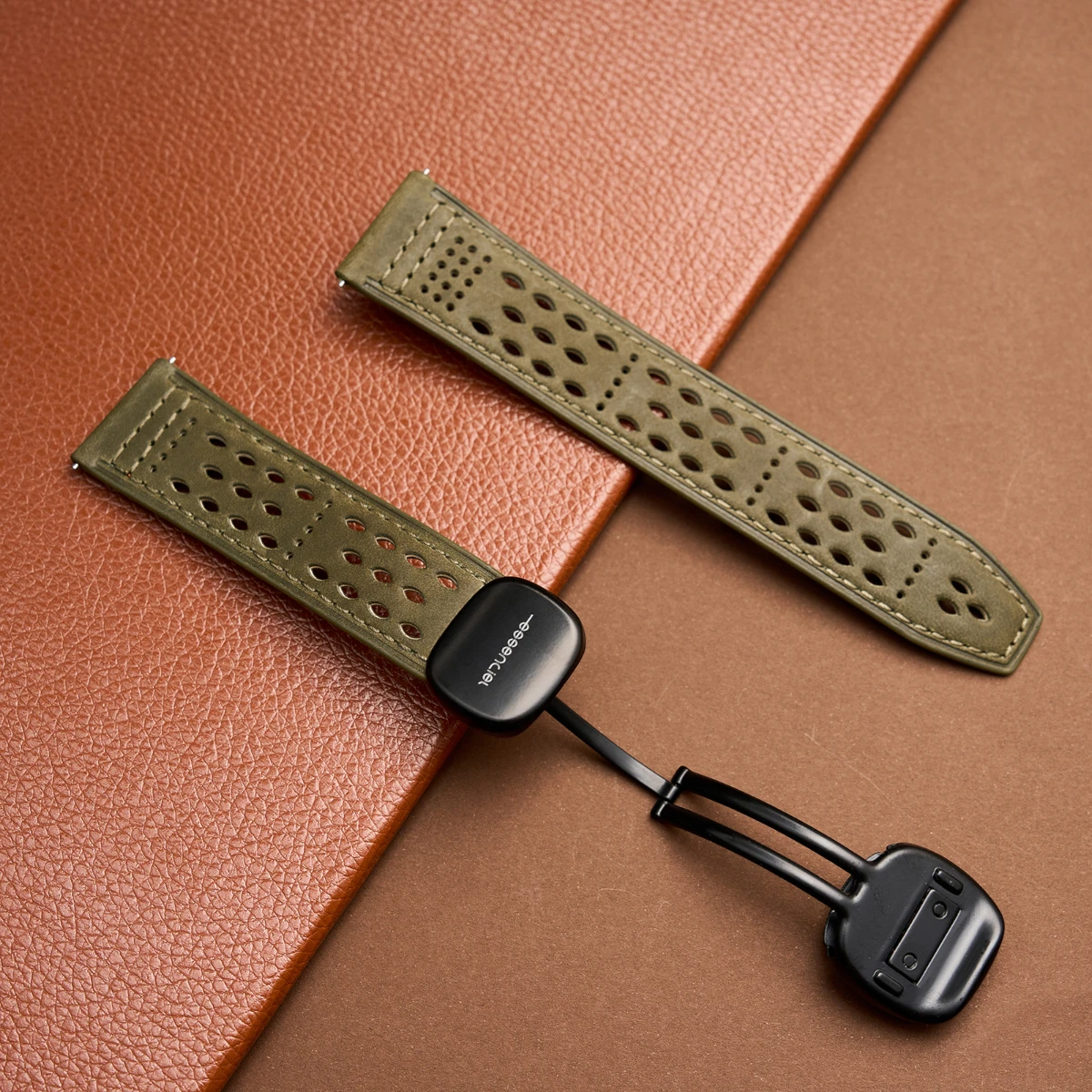 Bracelet cuir vert haut de gamme homme Arkon