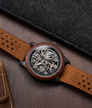Alternative view of Montre cuir et bois homme automatique Nexus Marron