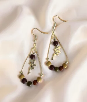 Boucles d'oreilles bois multicolore et fee - Serrenna