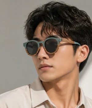 Lunettes en bois mixte solaire retro bicolore Madisson